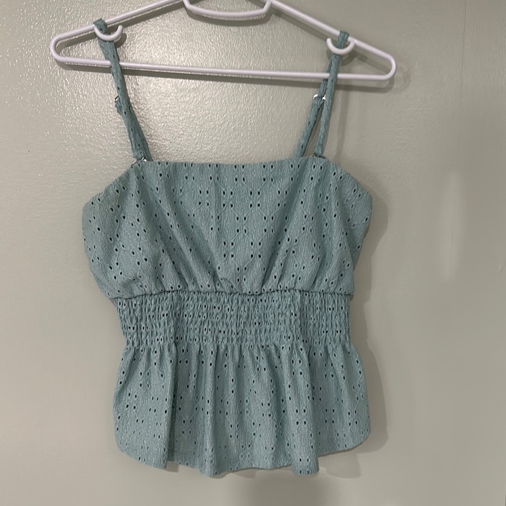 Eyeshadow Women's Blue Eyelet Top